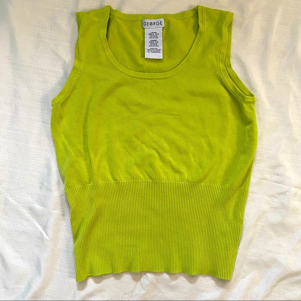 🥝 Bright Lime Green Sweater Vest Tank